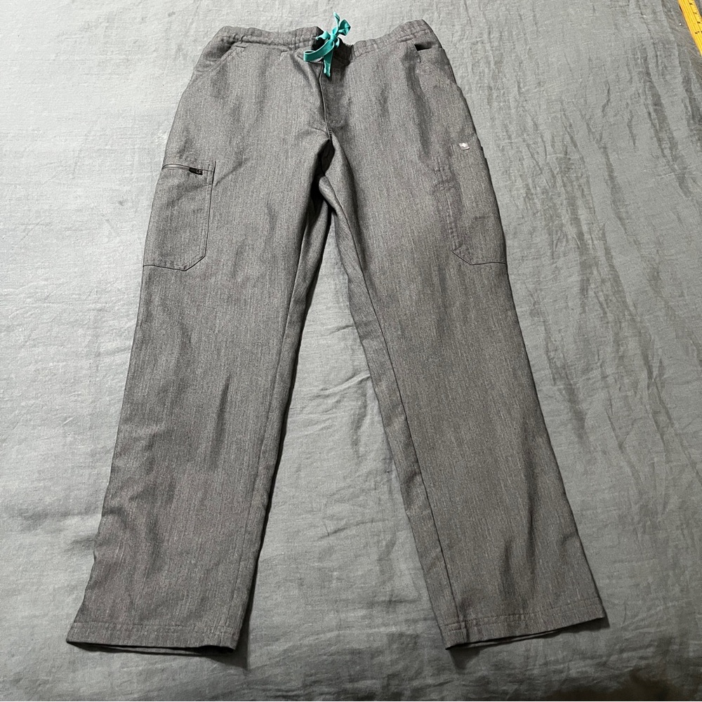 Figs Gray Women's Pants with Teal Drawstring